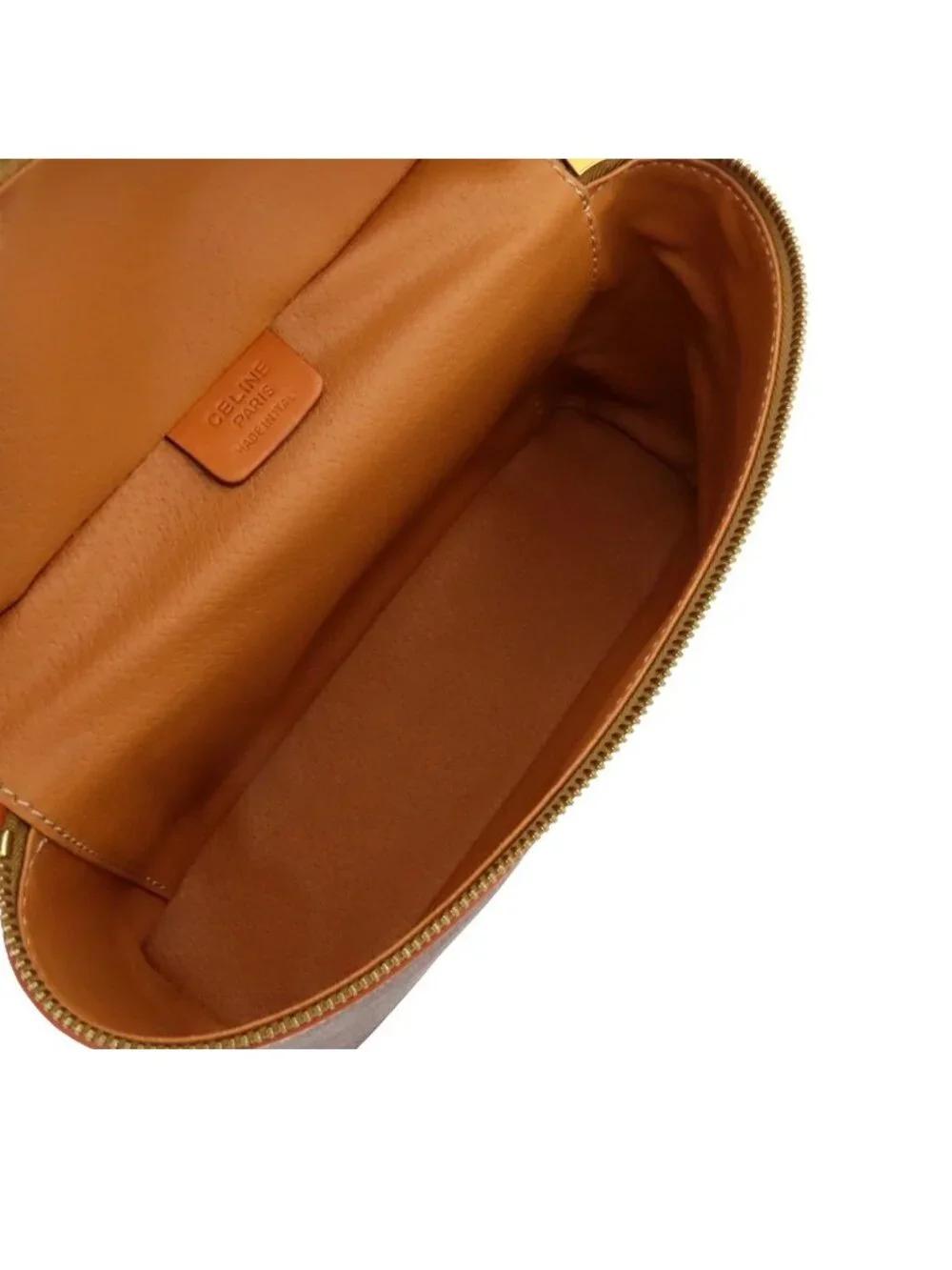 Celine Vanity Brown Leather Macadam Pouch Handbag